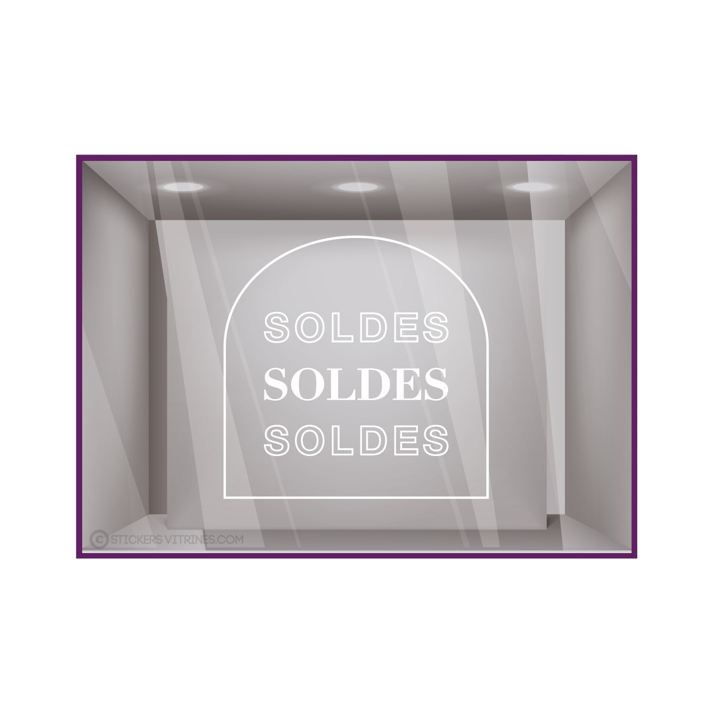 STICKER SOLDES CADRE VITRINE MAGASIN BRADERIE LETTRAGE ADHESIF FOURNISSEUR