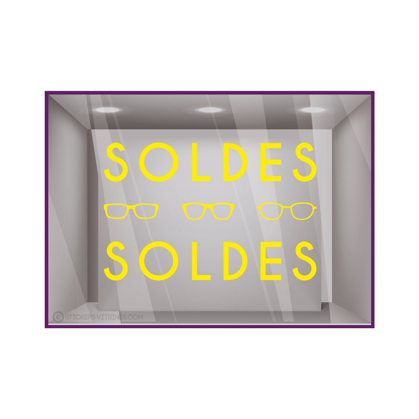 STICKER LETTRAGE ADHESIF SOLDES OPTICIEN MAGASIN OPTIQUE VITRINE VITROPHANIES FABRICANT