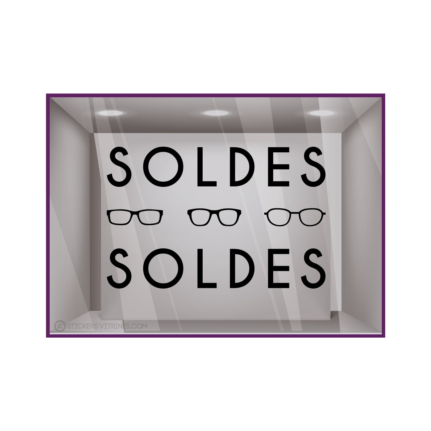 STICKER SOLDES LUNETTES OPTICIEN MAGASIN OPTIQUE LETTRES AUTOCOLLANTES VITRINES BOUTIQUE