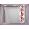 sticker soldes vertical flocons vitrophanie calicot fournisseur magasin boutique vitrines lettrage adhesif pas cher