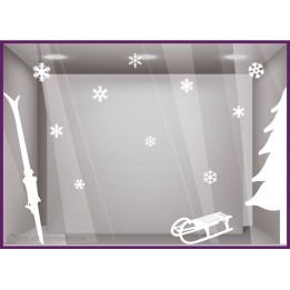 Vitrophanie pour magasin Stickers Sports d'Hiver