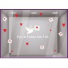 STICKER SAINT VALENTIN LETTRE COLOMBE IL Y A DE L AMOUR DANS L AIR VITROPHANIE MAGASIN IDEE DECORATION