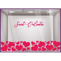 STICKER VITRINE ST VALENTIN  SAINT VITROPHANIE COEUR LETTARGE ADHESIF DECORATION MAGASIN BOUTIQUE