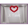 STICKER SAINT VALENTIN JE T'AIME ROSE VITROPHANIE VITRINE MAGASIN BOUTIQUE FOURNISSEUR IDEE DECORATION SIGNALETIQUE