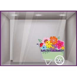 STICKER BROUETTE VITRINE MAGASIN IDEE DECORATION  PRINTEMPS MERCHANDISING ADHESIF AUTOCOLLANT GEANT BOUTIQUE