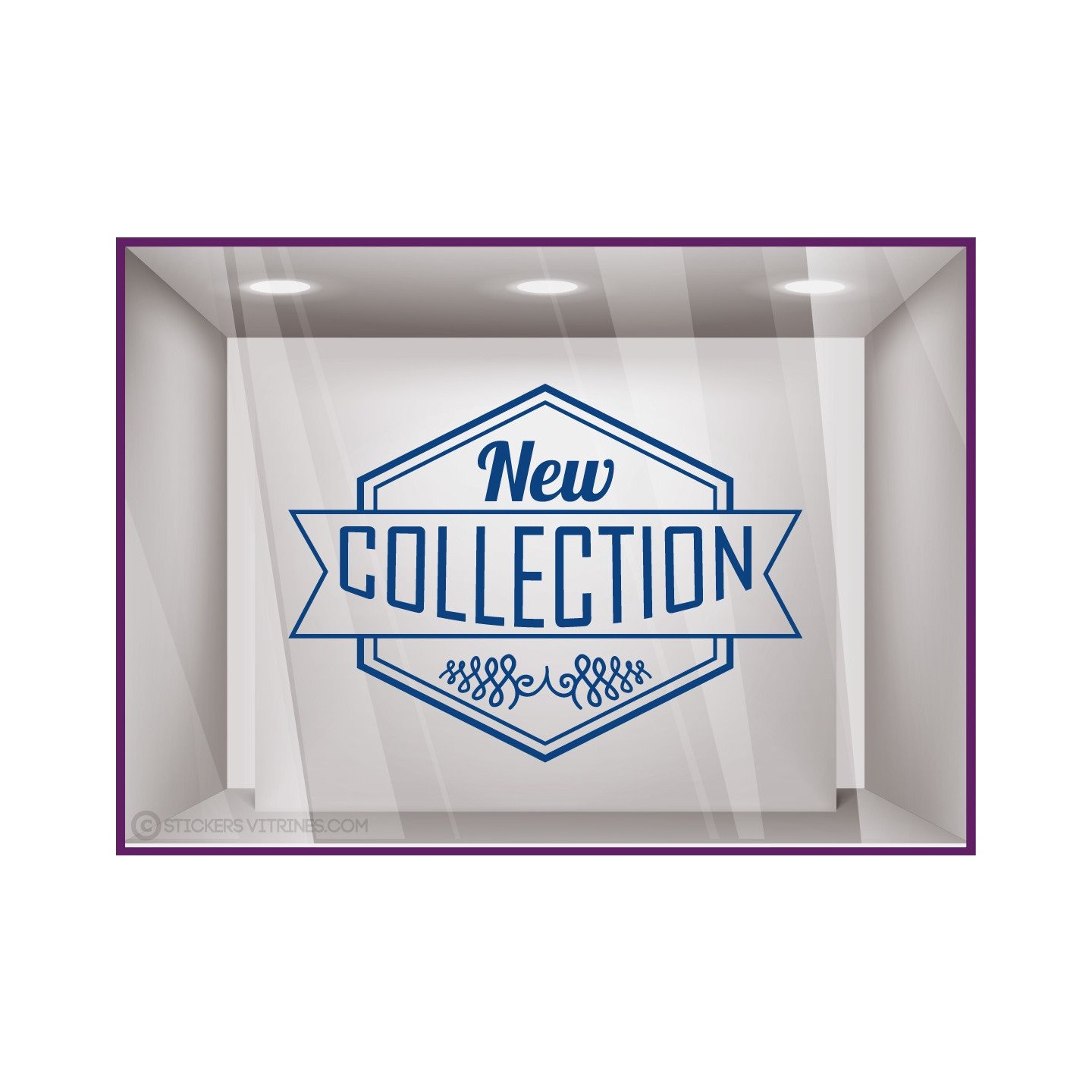 Sticker Banniere New Collection Hipster calicot lettrage autocolant adhesif vitrophanie mode boutique magasin enseigne vitre