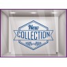 Sticker Banniere New Collection Hipster calicot lettrage autocolant adhesif vitrophanie mode boutique magasin enseigne vitre