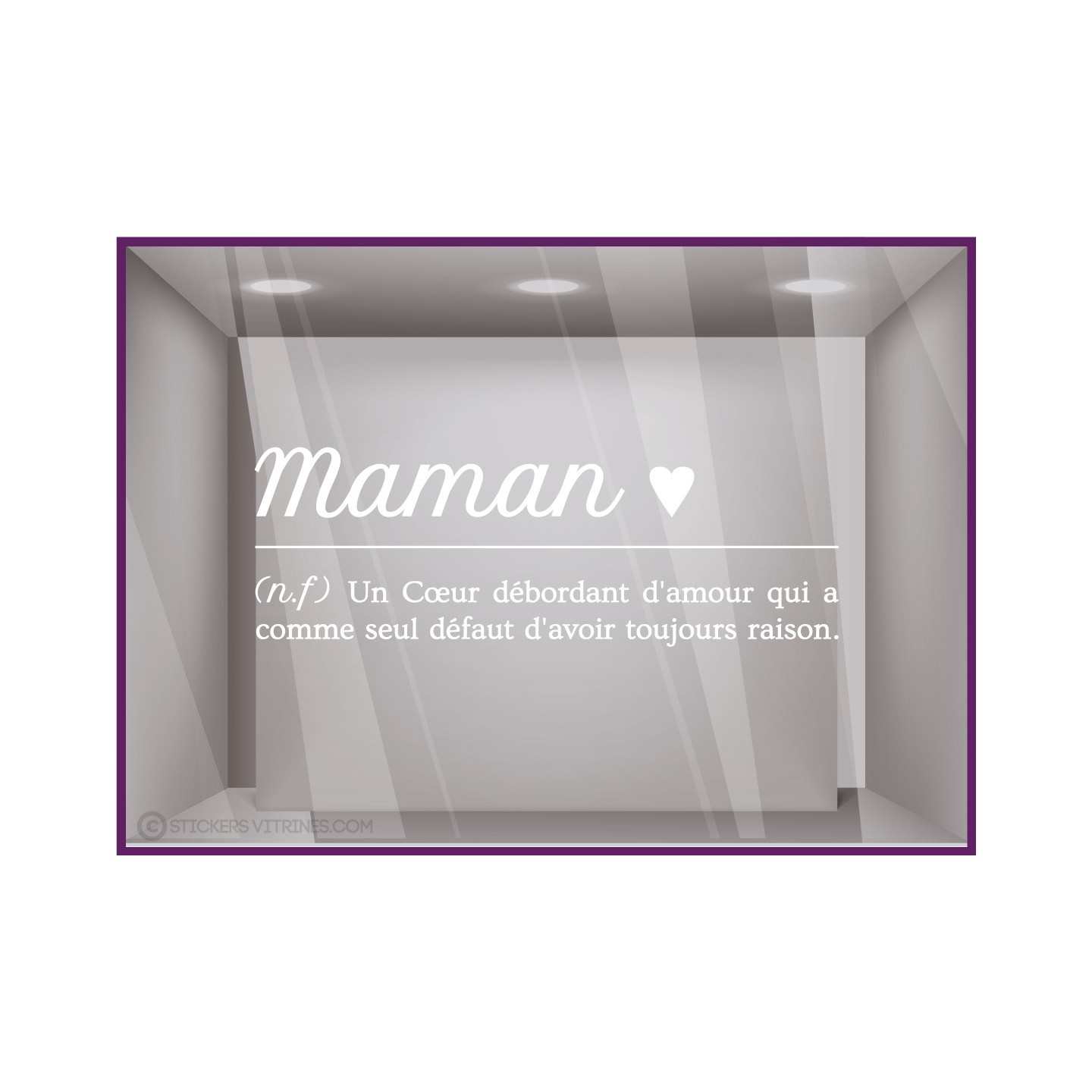 STICKER FETE DES MERES MAGASIN BOUTIQUE DECORATION JE T AIME MAMAN VITRINE DEFINITION HUMOUR ORIGINAL