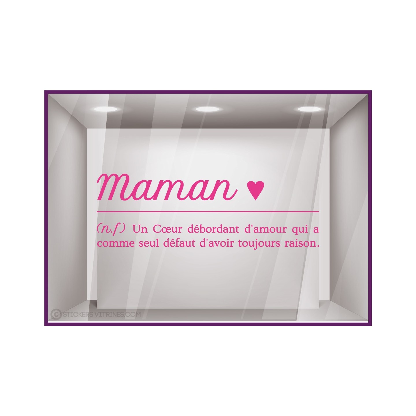STICKER LETTRAGE ADHESIF FETE DES MERES JE T AIME MAMAN VITROPHANIE VITRINE MAGASIN BOUTIQUE DECO