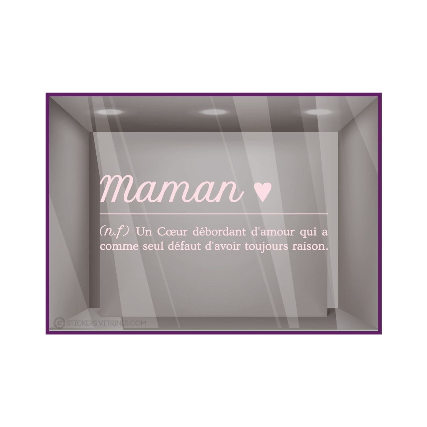 STICKER TEXTE VITROPHANIE ADHESIF FETE DES MERES JE T AIME MAMAN HUMOUR MAGASIN BOUTIQUE COMMERCE