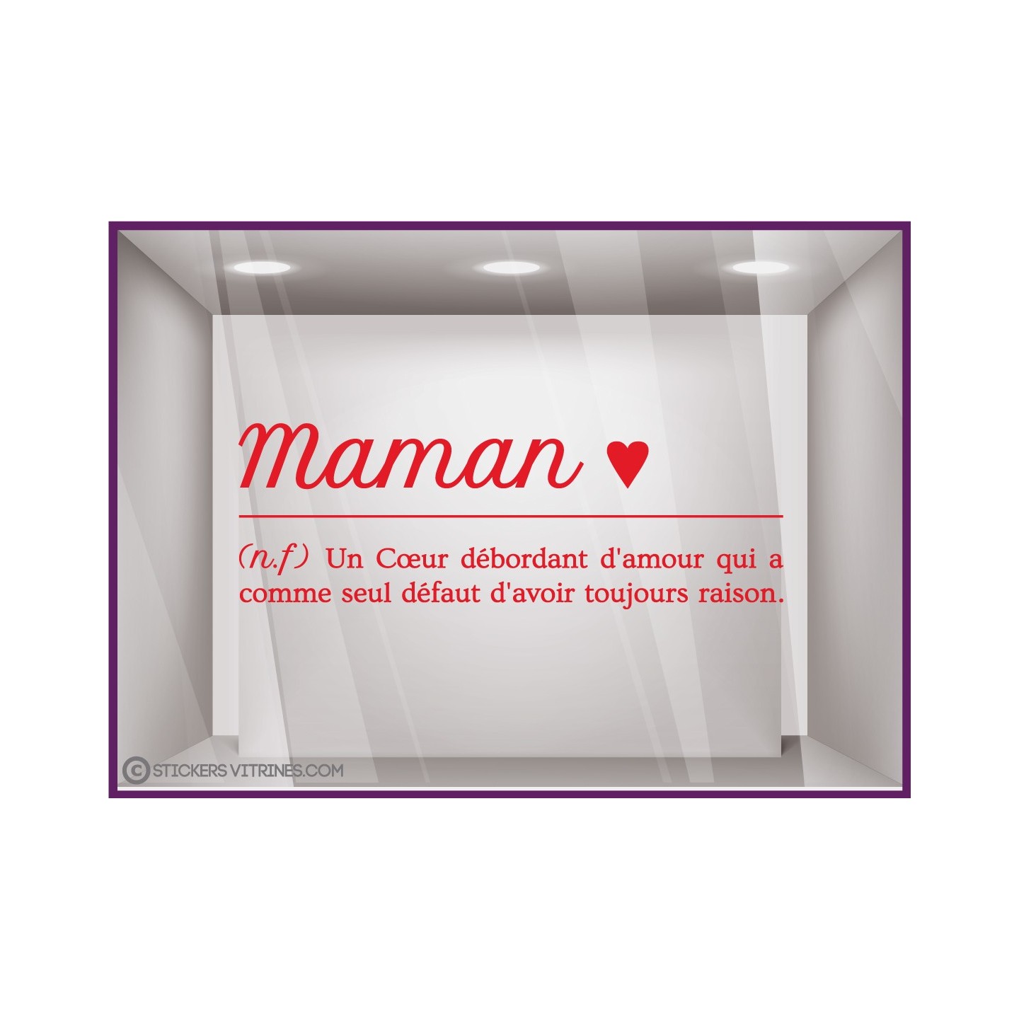 IDEE DECORATION MAGASIN VITRINE BOUTIQUE MAMAN JE T AIME FETE DES MERES LETTRAGE ADHESIF COLLER