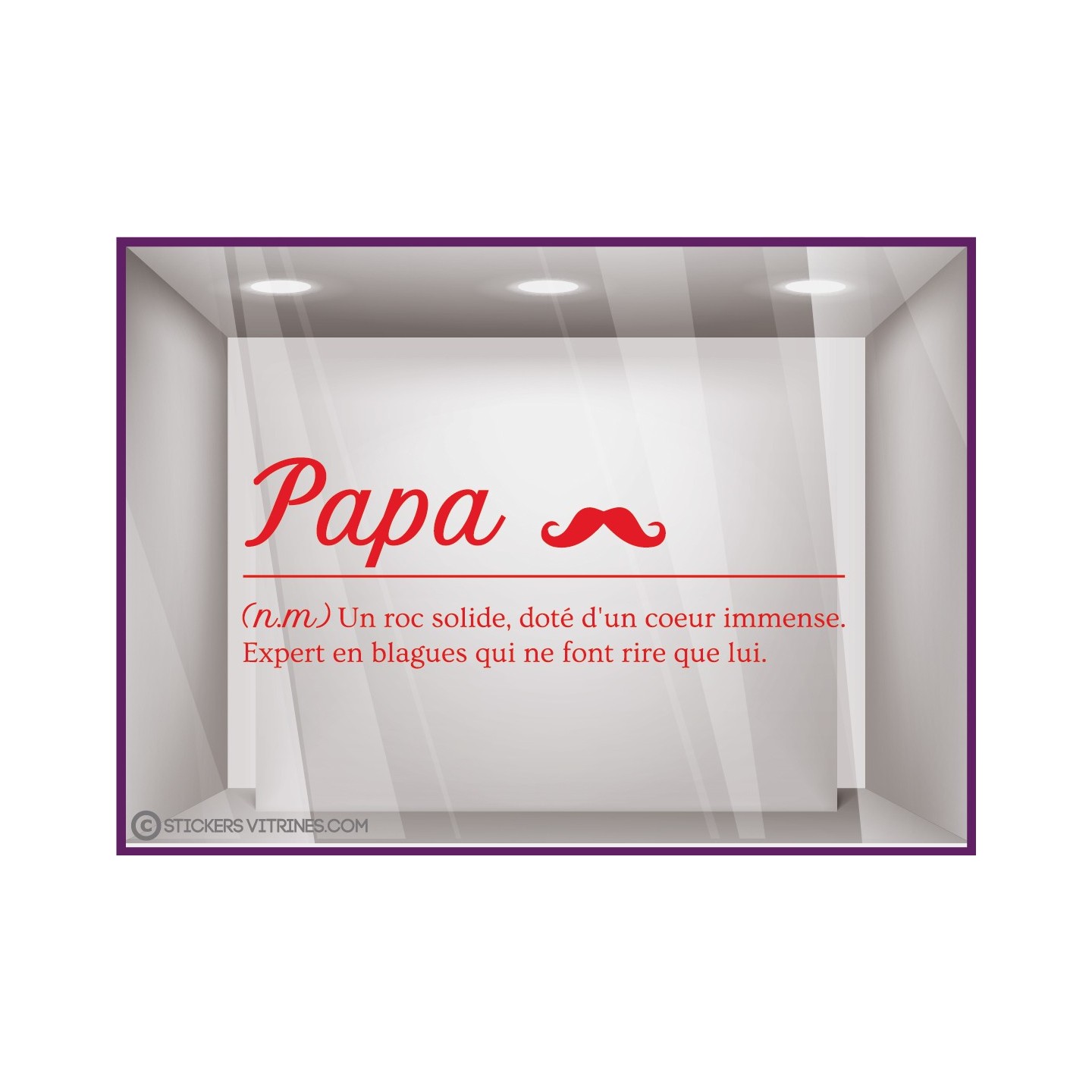 STICKER DECORATION MAGASIN VITRINE BOUTIQUE BONNE PAPA FETE DES PERES LETTRAGE ADHESIF COLLER MUSTACHE HUMOUR DEFINITION