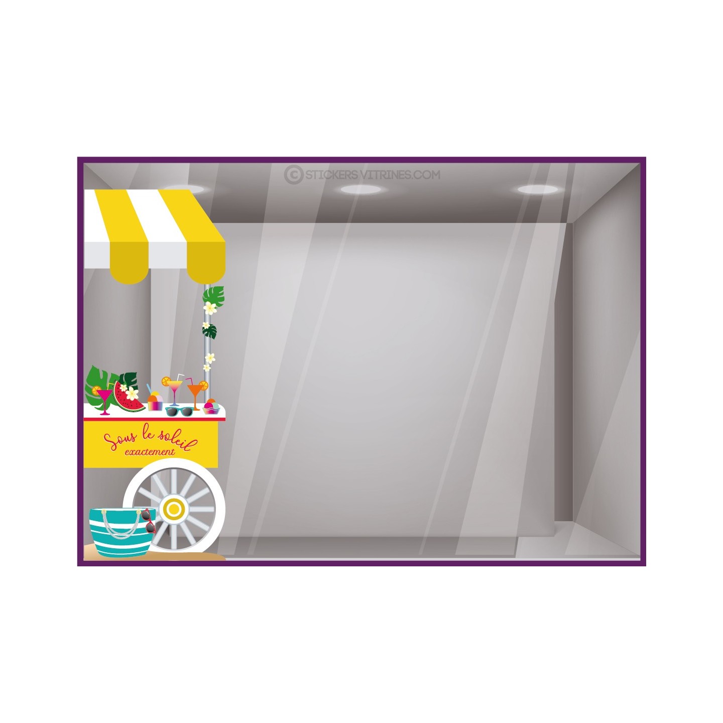Sticker géant Chariot été : une idée décoration de vitrine de magasin