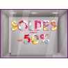 Sticker Soldes Fleurs: lettrage adhésif promotion pour vitrine magasin