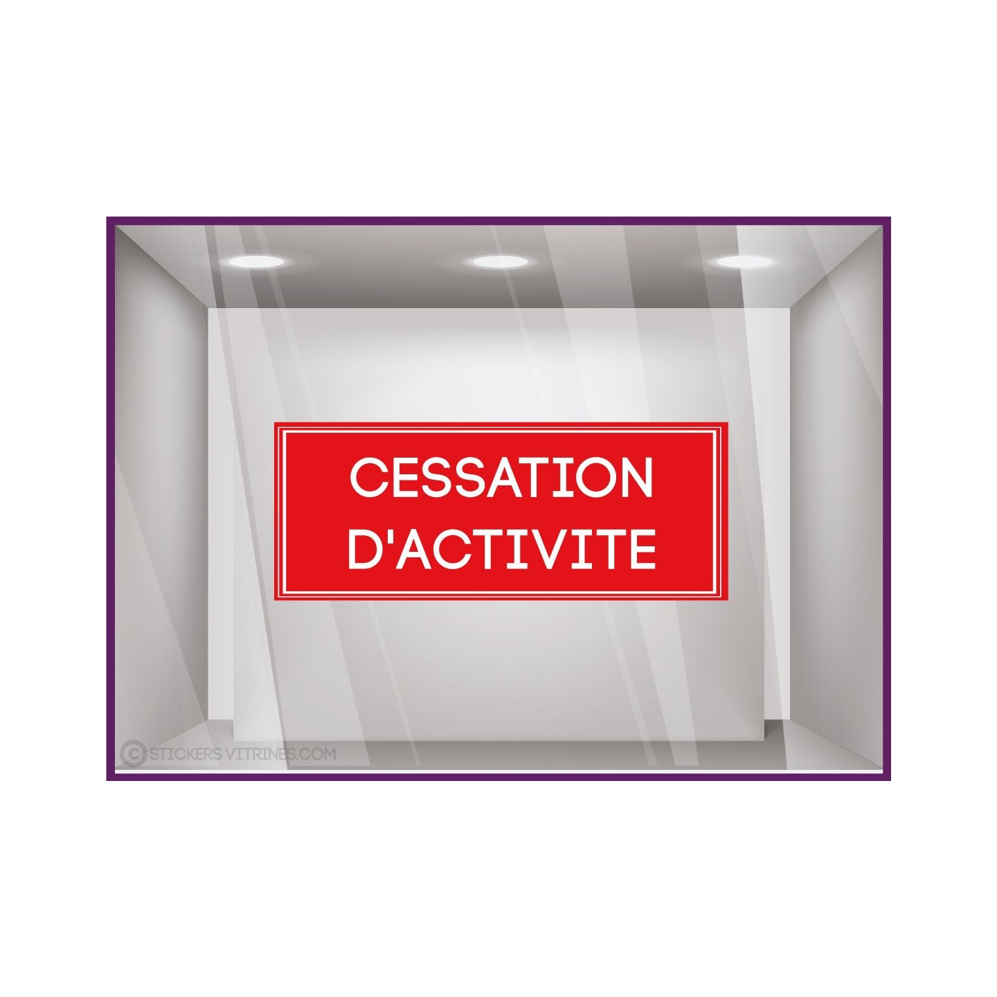 Sticker Cessation d'activité vitrophanie lettrage adhésif bandeau boutique liquidation commerce 