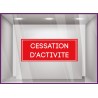 Sticker Cessation d'activité vitrophanie lettrage adhésif bandeau boutique liquidation commerce 