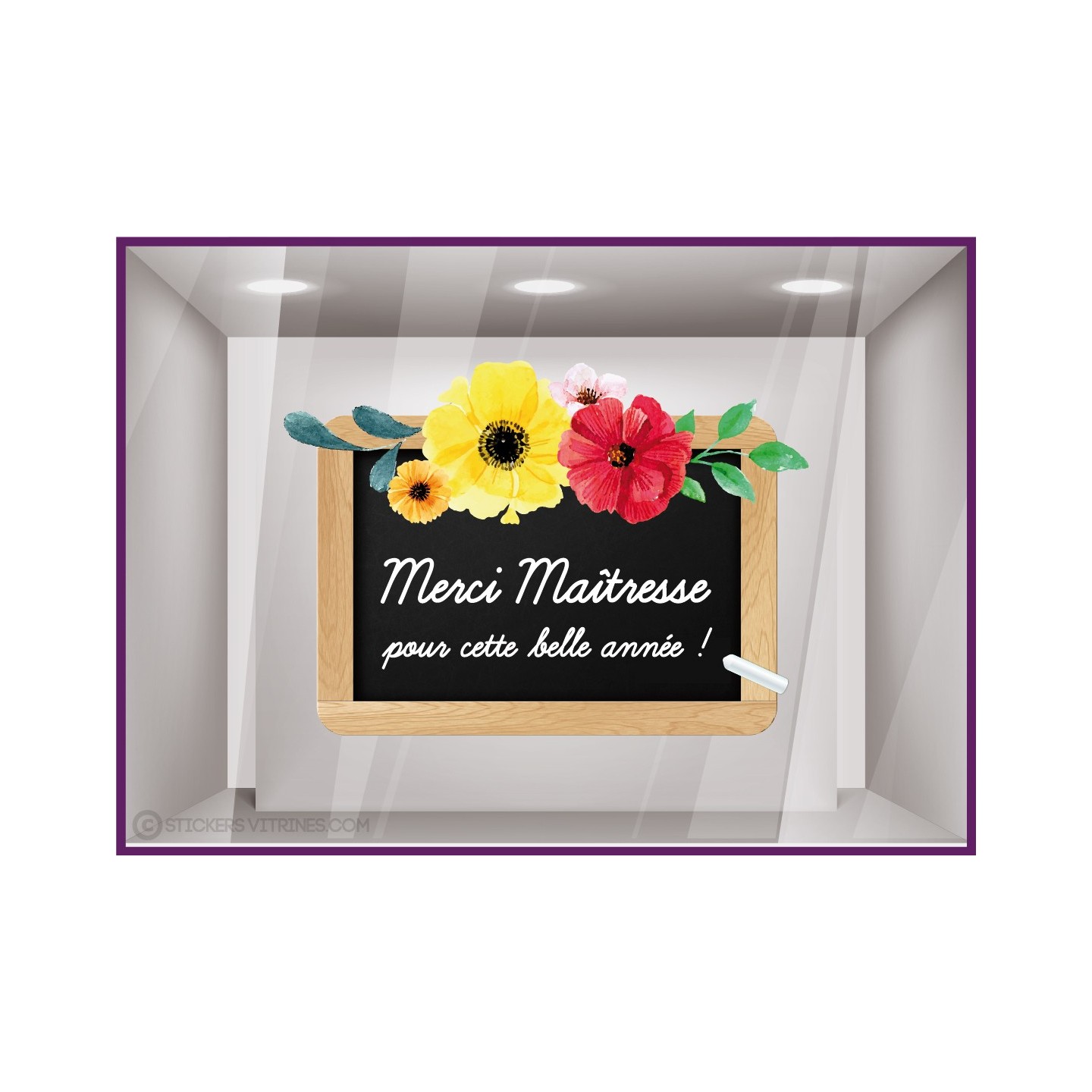 Sticker Ardoise Fête des Maîtresses : décoration de vitrine de magasin