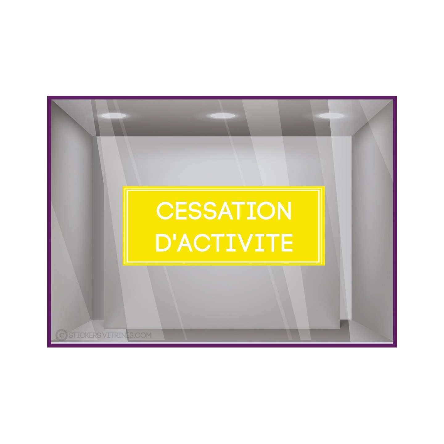 Sticker Cessation d'activité vitrophanie lettrage adhésif bandeau boutique liquidation commerce 