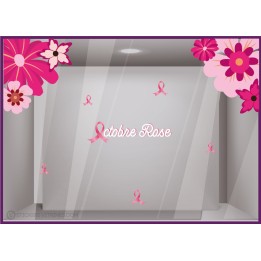 Idée décoration vitrine de magasin:Sticker Fleurs Géantes Octobre Rose