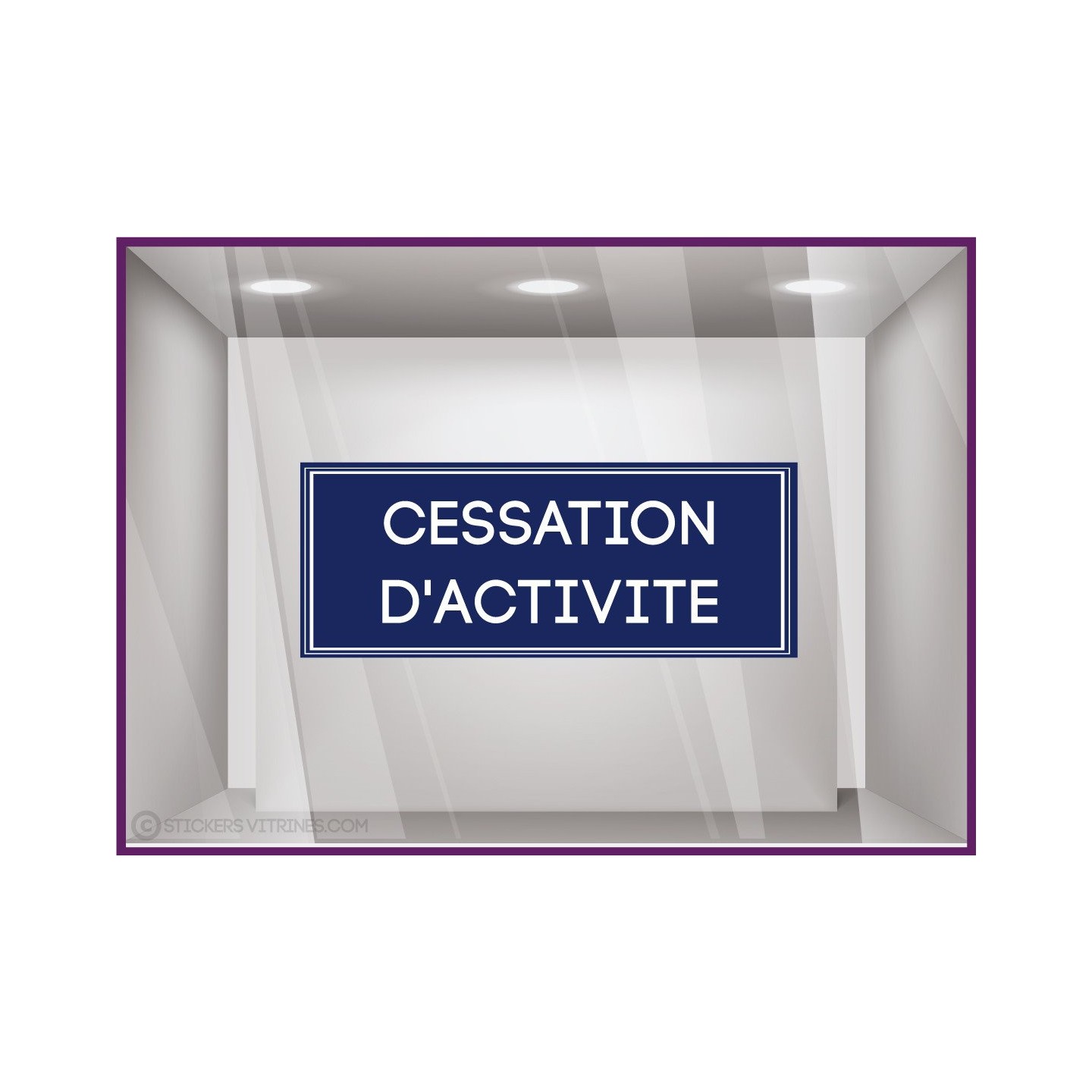 Sticker Cessation d'activité vitrophanie lettrage adhésif bandeau boutique liquidation commerce 