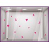 STICKER COEUR RUBAN ROSE OCTOBRE MOVEMBER VITRINE MAGASIN BOUTIQUE VITROPHANIE PHARMACIE CABINET MEDICAL LINGERIE FUCHSIA