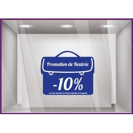 Sticker Cartable Promotion de Rentrée au choix soldes promotion offre promotionnelle destockage braderie liquidation vitrophanie