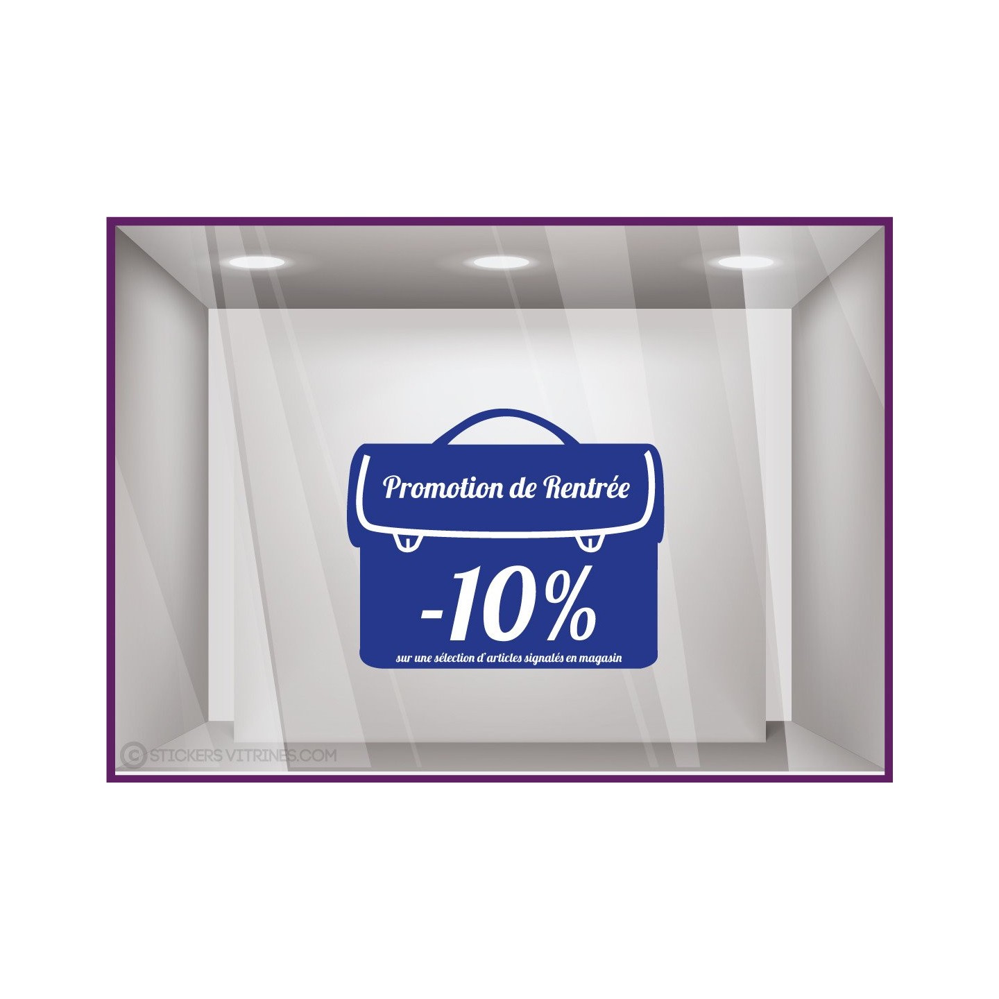 Sticker Cartable Promotion de Rentrée au choix soldes promotion offre promotionnelle destockage braderie liquidation vitrophanie