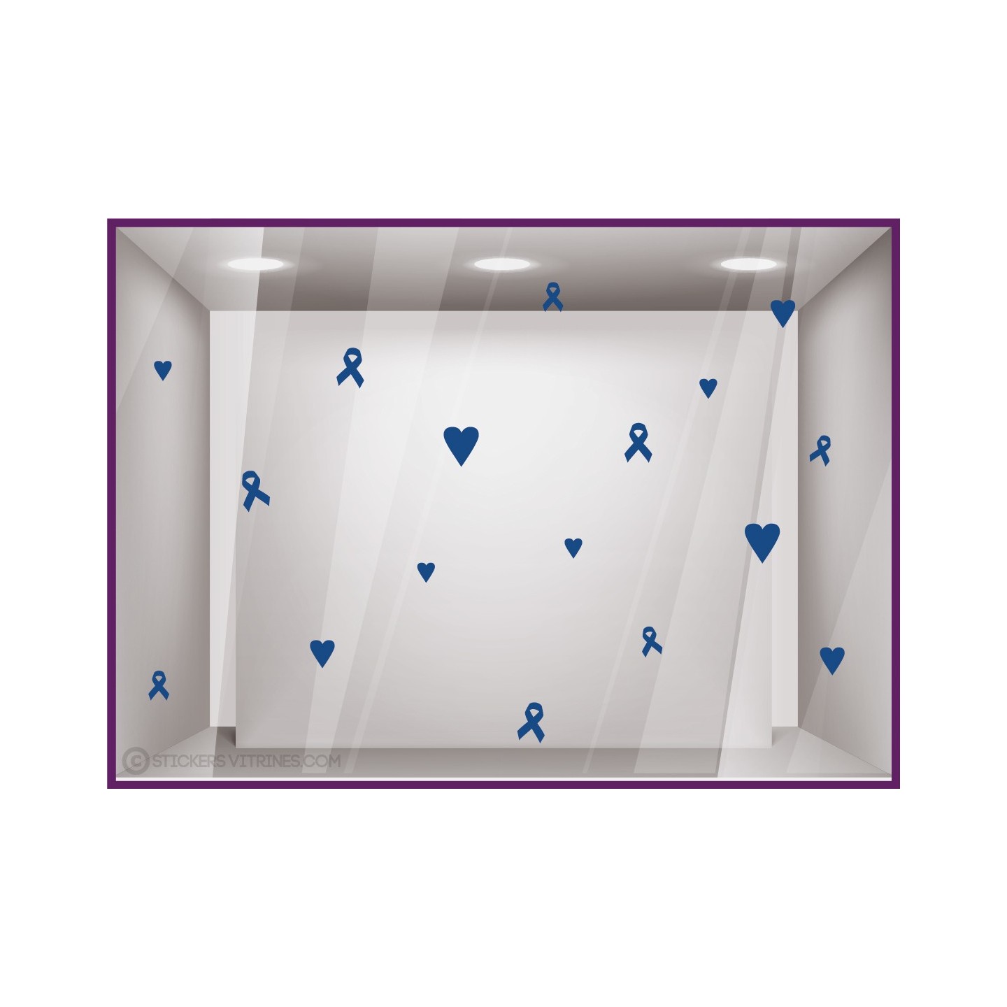 Sticker Coeurs & Ruban Octobre Rose & Movember: vitrophanie de magasin