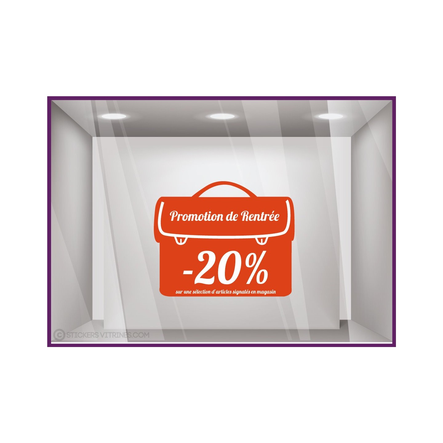 Sticker Cartable Promotion de Rentrée au choix soldes promotion offre promotionnelle destockage braderie liquidation vitrophanie
