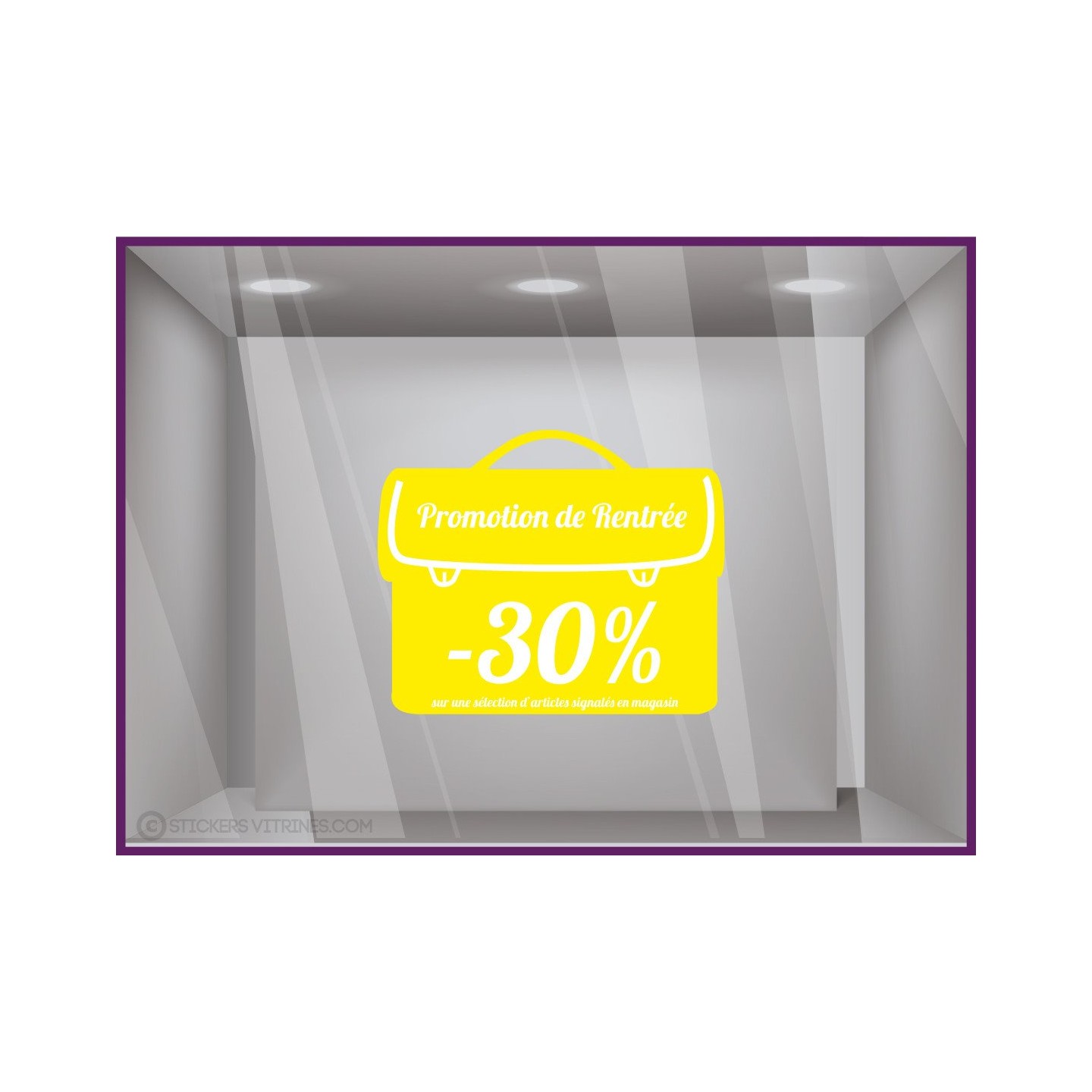 Sticker Cartable Promotion de Rentrée au choix soldes promotion offre promotionnelle destockage braderie liquidation vitrophanie
