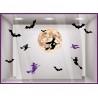 STICKERS HALLOWEEN LUNE SORCIERE CHAUVE SOURIS VITRINE MAGASIN VITROPHANIE FABRICANT PAS CHER