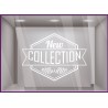 Sticker Banniere New Collection Hipster calicot lettrage autocolant adhesif vitrophanie mode boutique magasin enseigne vitre