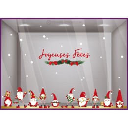 STICKER LUTIN FRISE PERE NOEL VITROPHANIE AUTOCOLLANT GEANT COMMERCE MAGASIN BOUTIQUE