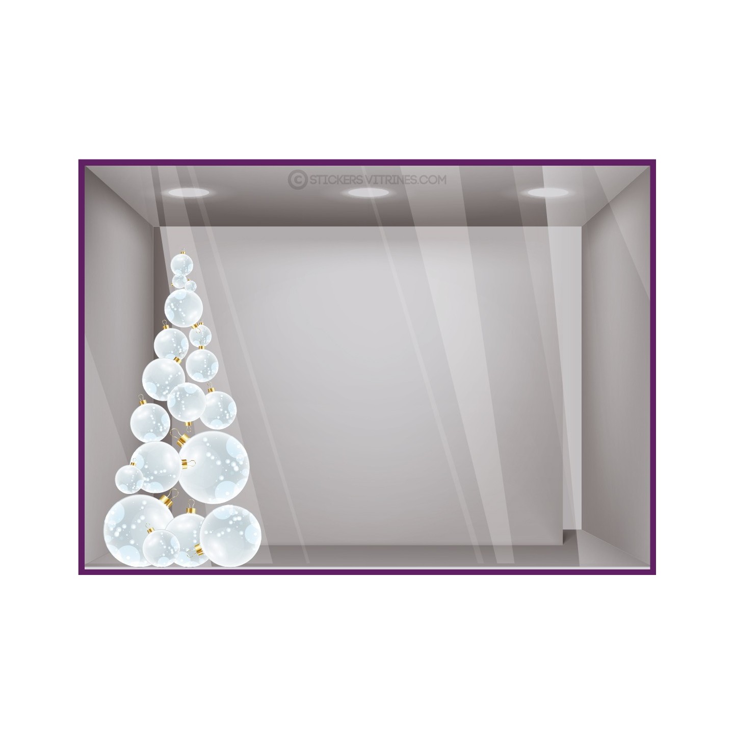 STICKER SAPIN BOULES DE NOEL AUTOCOLLANT GEANT NEIGE MAGASIN VITRINE DECORATION BOUTIQUE
