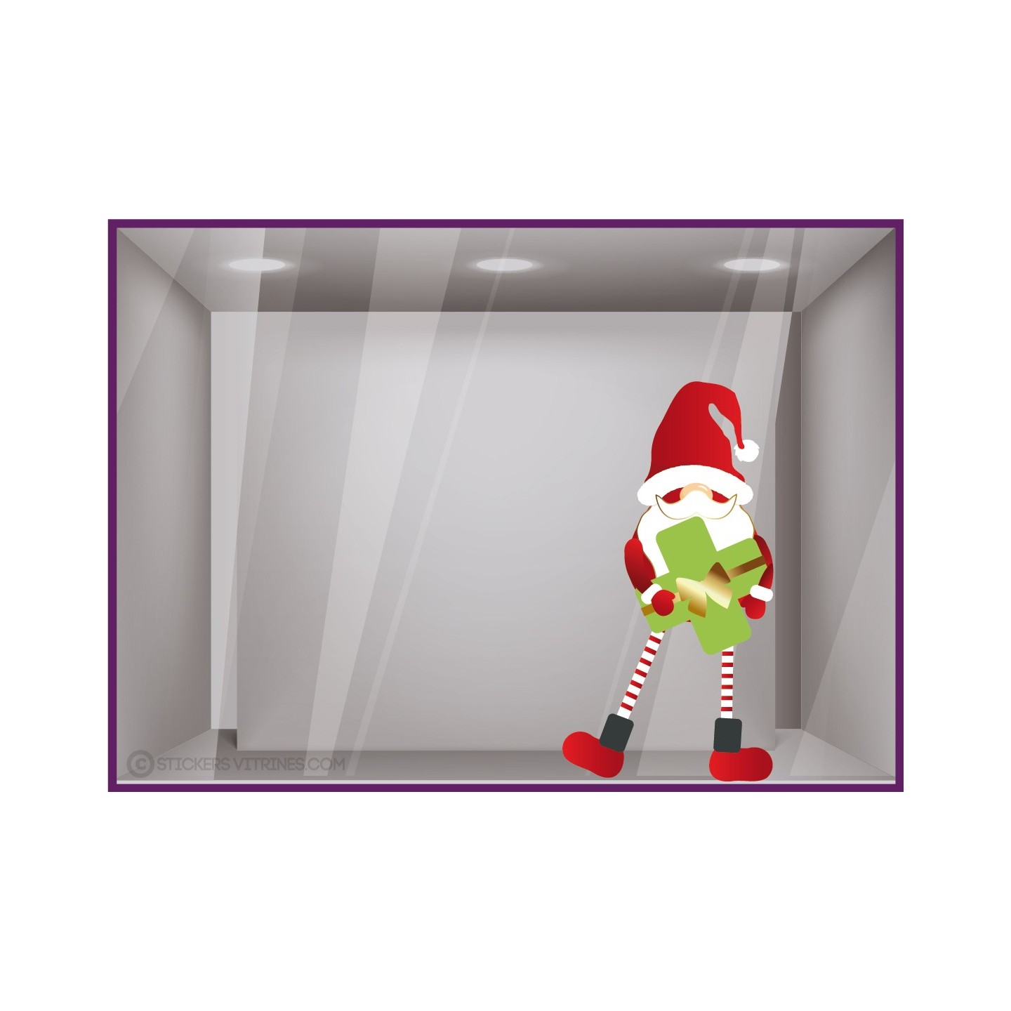 STICKER LUTIN PERE NOEL CROIX DE PHARMACIE CABINET MEDICAL SANTE DECORATION VITRINE MAGASIN BOUTIQUE LABORATOIRE VITROPHANIE