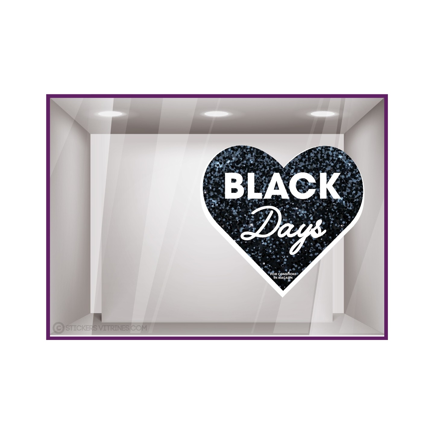 STICKER COEUR BLACK DAYS FRIDAY CALICOT ORINIAL PAS CHER VITRINE MAGASIN VITROPHANIE BOUTIQUE FOURNISSEUR FABRICANT