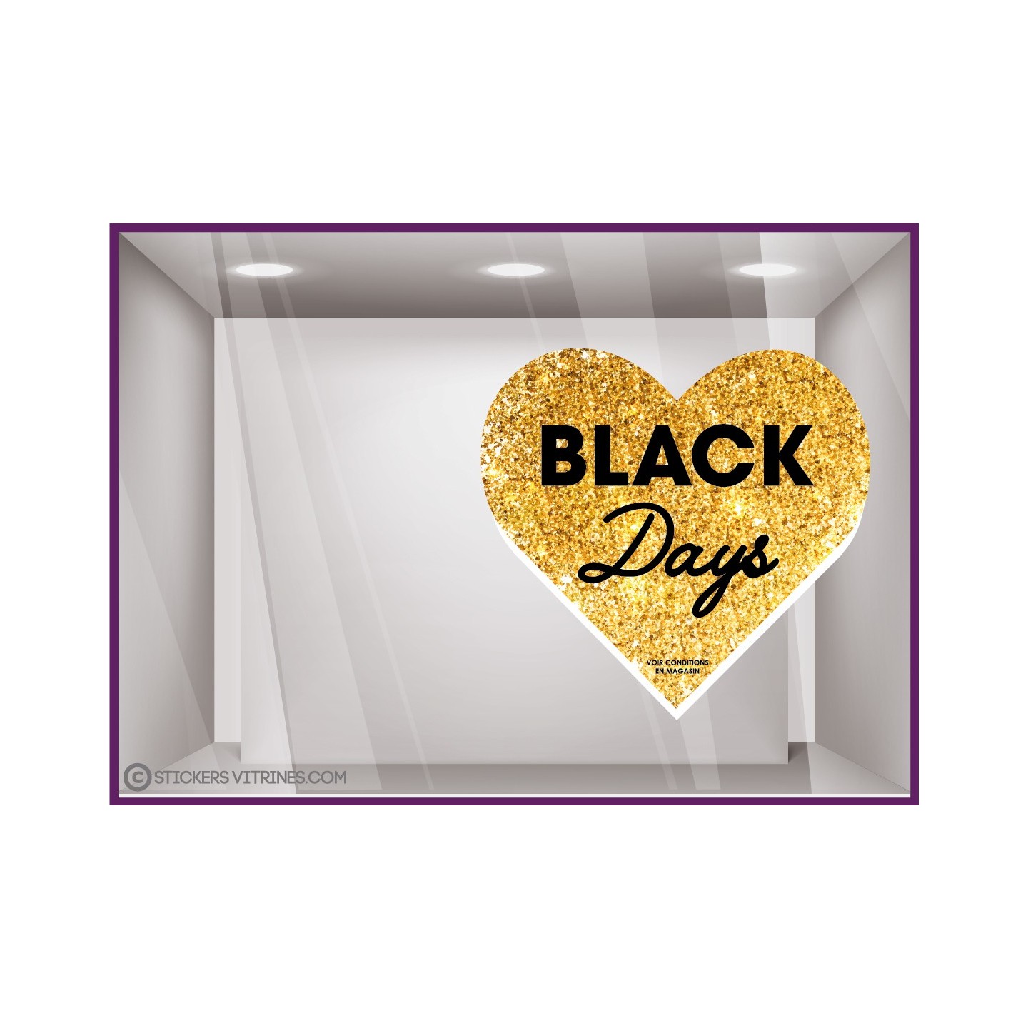 STICKER COEUR BLACK DAYS FRIDAY PAS CHER DECORATION CALICOT AUTOCOLLANT GEANT VITRE BOUTIQUE IMPRIMEUR
