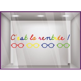Sticker C'est la Rentree scolaire Lunettes opticien magasin boutique vitrine vitrophanie calicot devanture mode