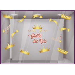 STICKER GALETTE DES ROIS EPIPHANIE BOULANGERIE CHOCOLATIER PATISSERIE DECORATION VITRINE MAGASIN ADHESIF VITROPHANIE