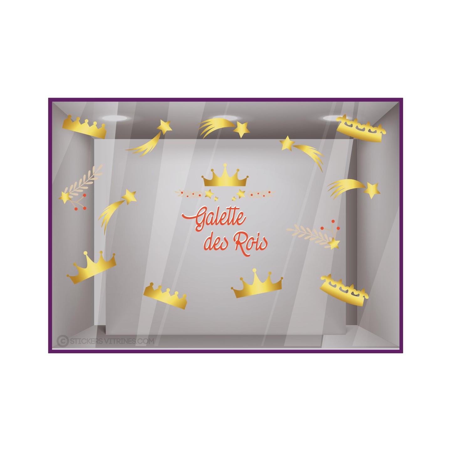 STICKER GALETTE DES ROIS EPIPHANIE BOULANGERIE CHOCOLATIER PATISSERIE DECORATION VITRINE MAGASIN ADHESIF VITROPHANIE