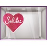 STICKER SOLDES COEUR PAILLETTES ROSE ST VALENTIN VITROPHANIE AUTOCOLLANT GEANT PAS CHER MAGASIN BOUTIQUE