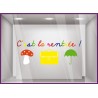 Sticker C'est la Rentree Cartable champignon parapluie magasin enfant boutique maroquinerie vitrine calicot mode