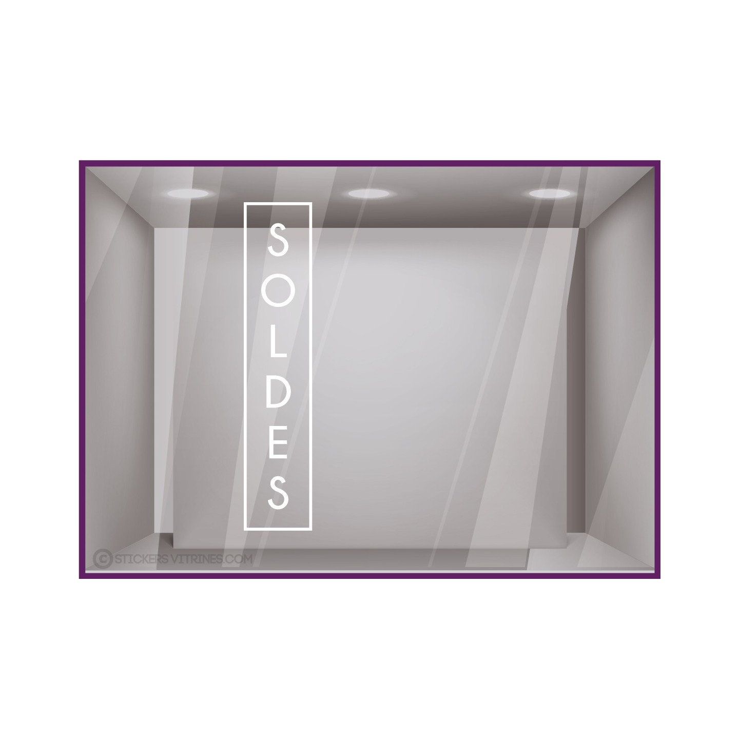 STICKER SOLDES CADRE DESIGN VERTICAL MAGASIN SIGNALETIQUE VITROPHANIE PAS CHER