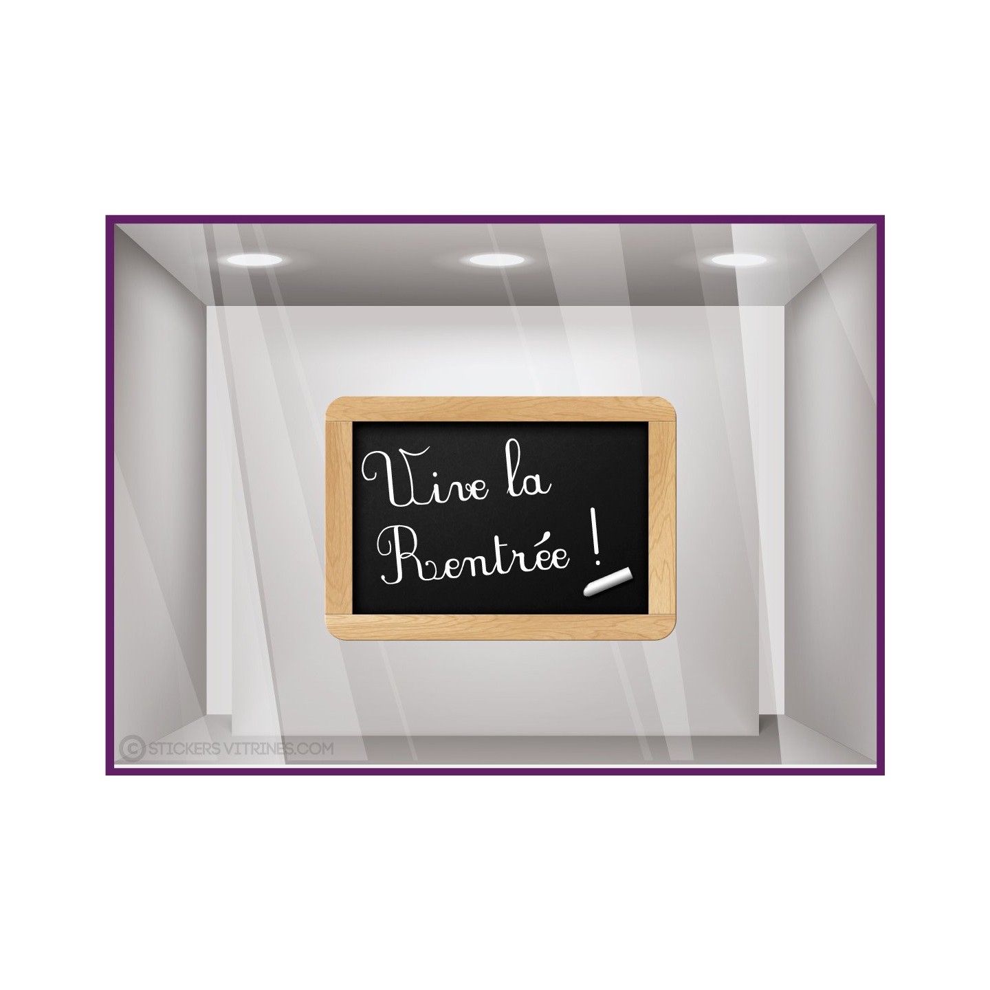 Sticker Ardoise Vive la Rentree scolaire devantue magasin enfant papeterie librairie decoration vitrophanie calicot