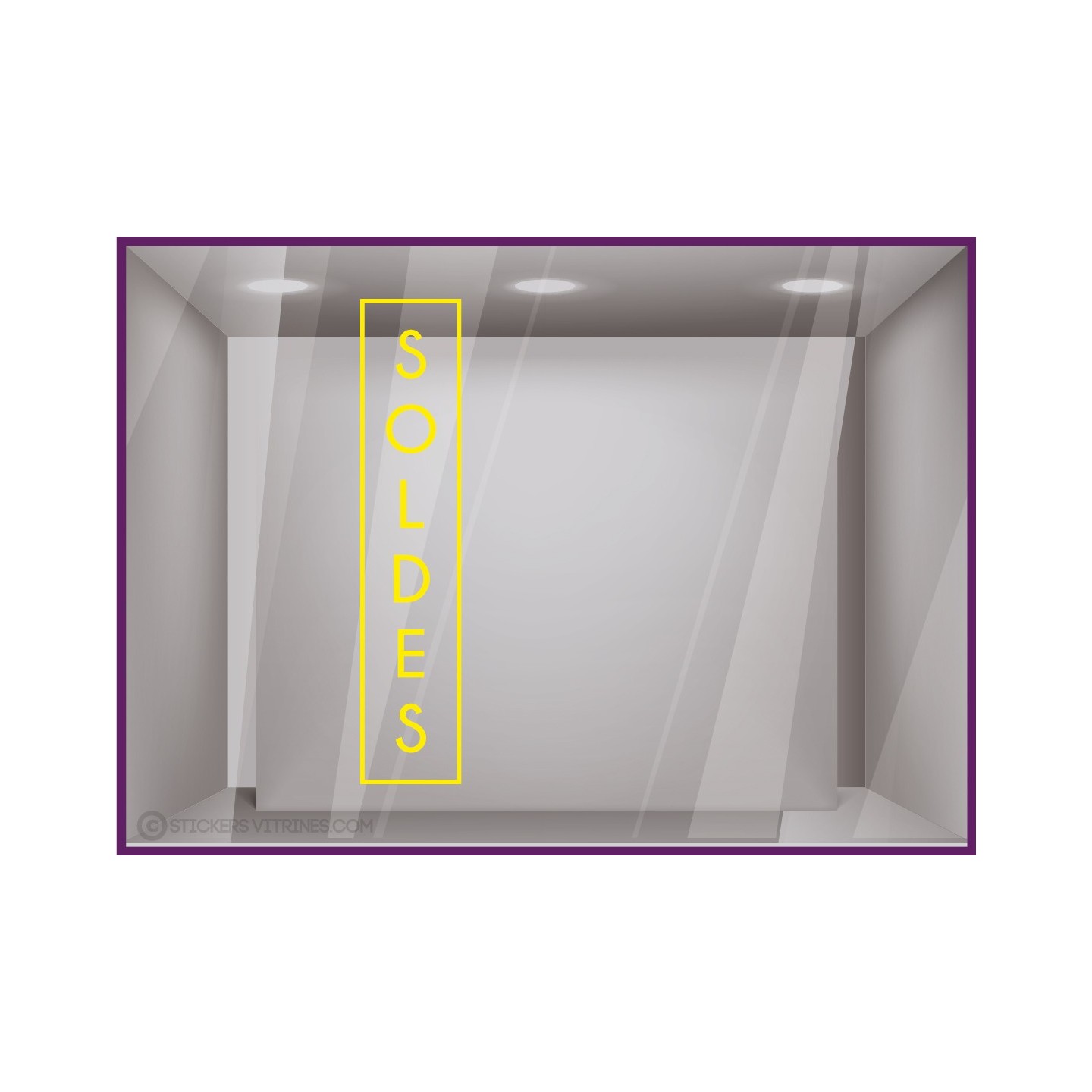 STICKERS SOLDES DESIGN CADRE VERTICAL CALICOT BOUTIQUE VITROPHANIE LETTRAGE ADHESIF