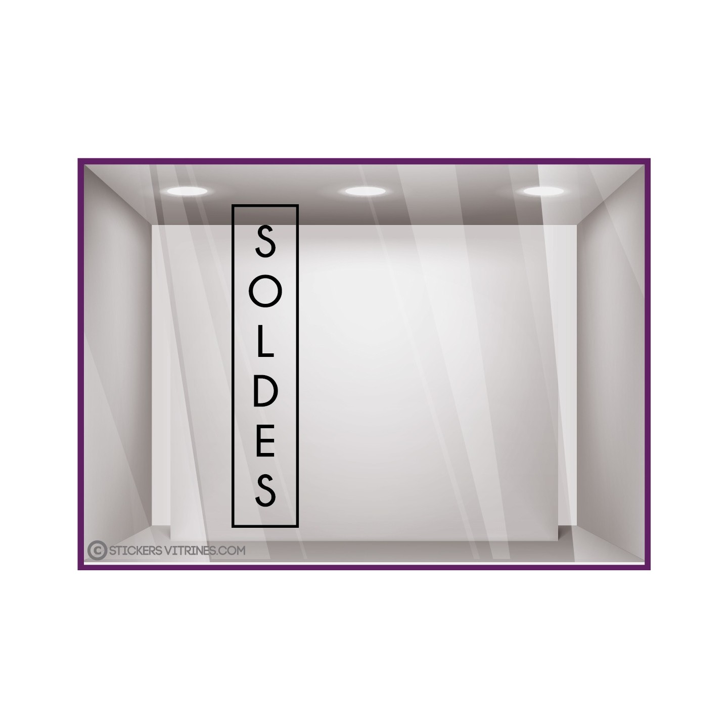 STICKER SOLDES CADRE DESIGN VERTICAL VITROPHANIE MAGASIN BOUTIQUE