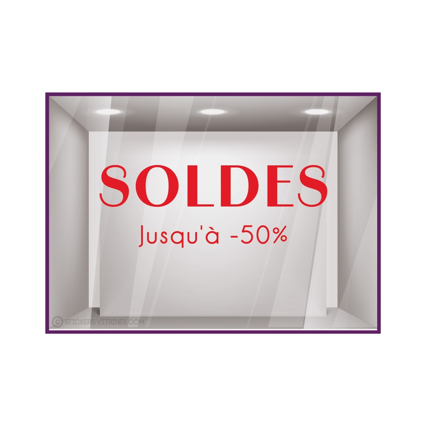 SOLDES LETTRAGE ADHESIF 50% PROMOTION CALICOT MAGASIN VITRINE FABRICANT BOUTIQUE STICKER