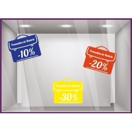 Kit Stickers 3 Cartables Promotion de Rentree papeterie librairie maroquinerie mode magasin devanture enfant