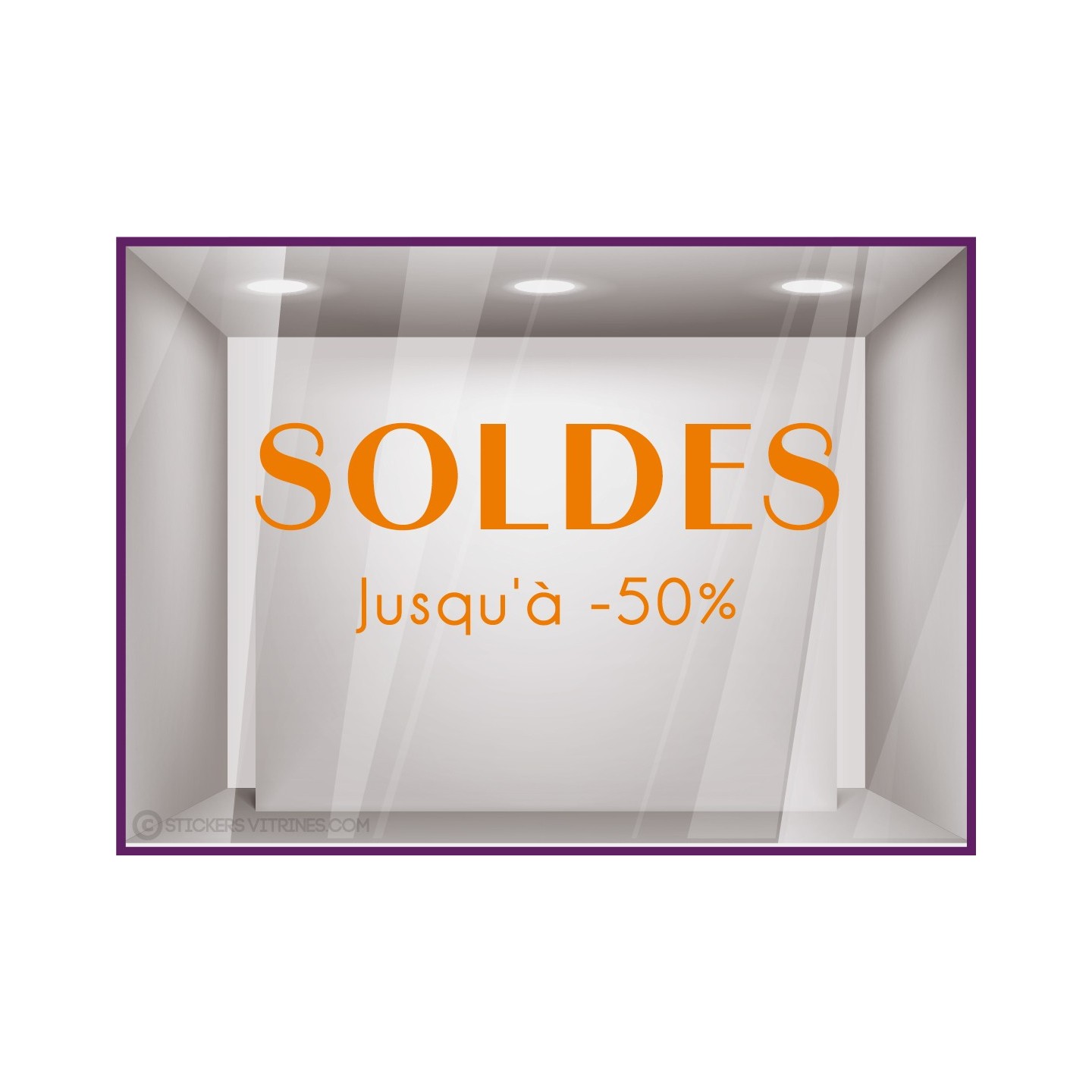 STICKER LETTRAGE ADHESIF 50% PROMOTION POURCENTAGE VITROPHANIE LETTRES AUTOCOLLANTES IMPRIMEUR MAGASIN BOUTIQUE COMMERCE VITRINE