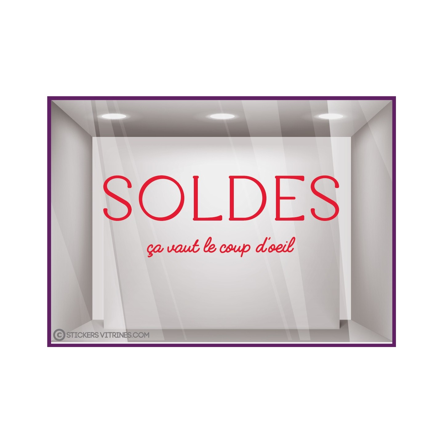 STICKER LETTRAGE ADHESIF VITROPHANIE SOLDES CALICOT IMPRIMEUR MAGSIN VITRINE BOUTIQUE